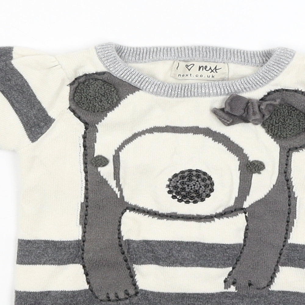 NEXT Baby Grey Striped  Pullover Jumper Size 3-6 Months  - Panda