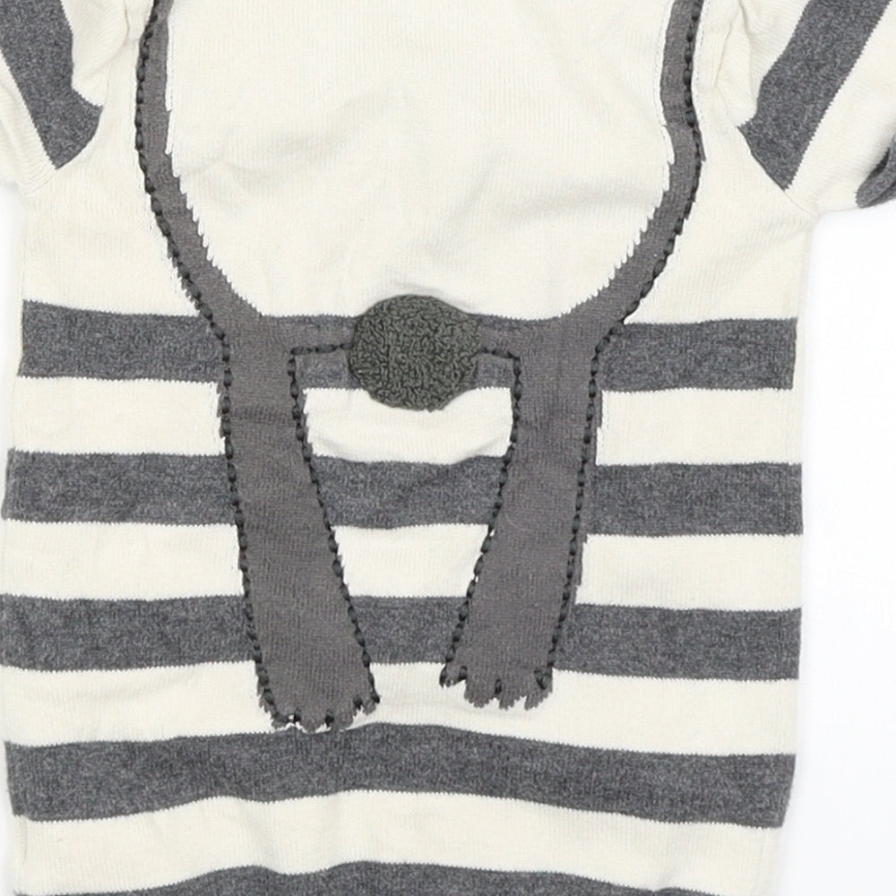 NEXT Baby Grey Striped  Pullover Jumper Size 3-6 Months  - Panda