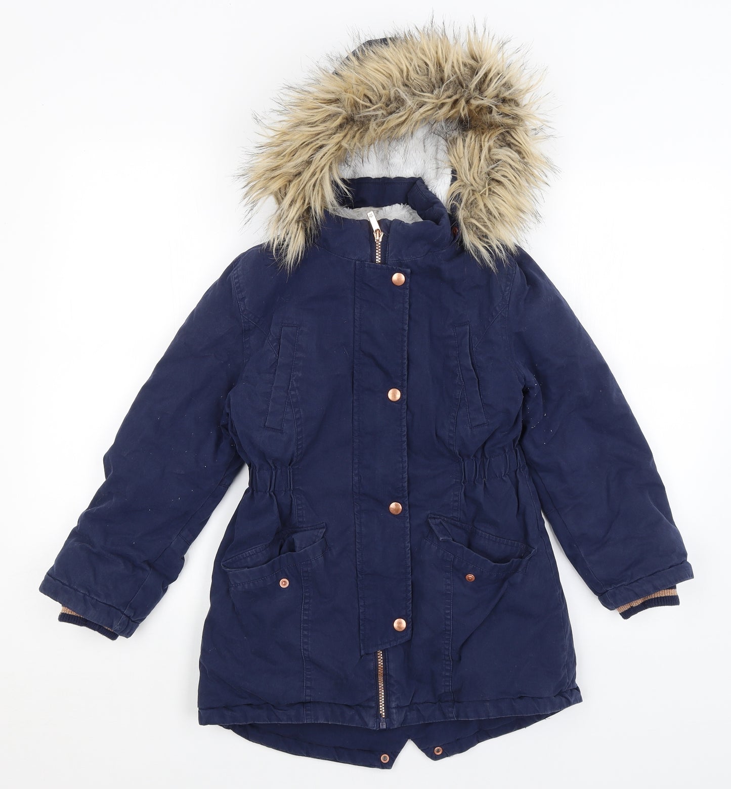 John Lewis Girls Blue   Parka Coat Size 9 Years