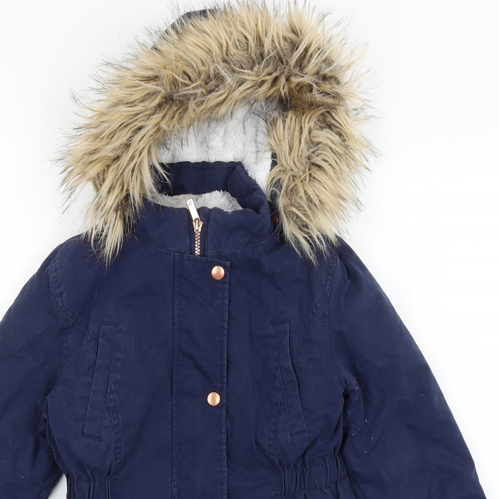 John Lewis Girls Blue   Parka Coat Size 9 Years