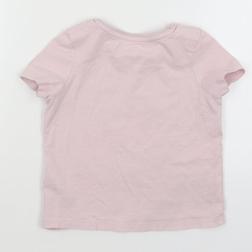 M&S Girls Pink   Basic T-Shirt Size 3-4 Years  - Unicorn
