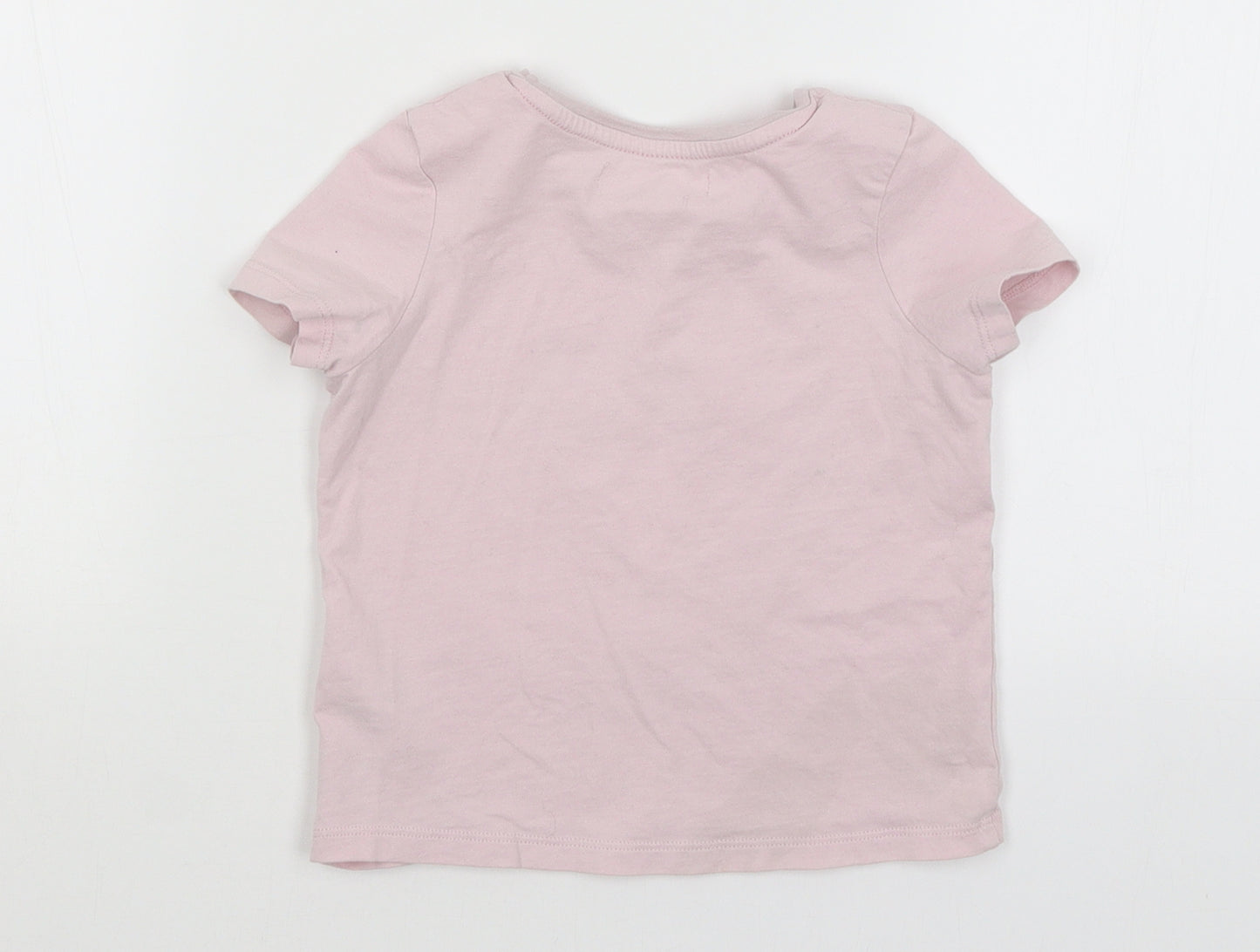 M&S Girls Pink   Basic T-Shirt Size 3-4 Years  - Unicorn