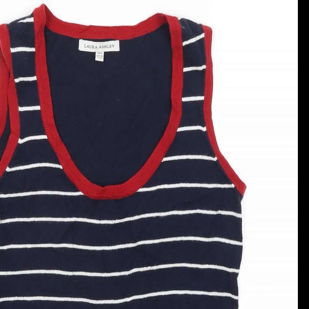 Laura Ashley Womens Blue Striped  Vest Jumper Size 10