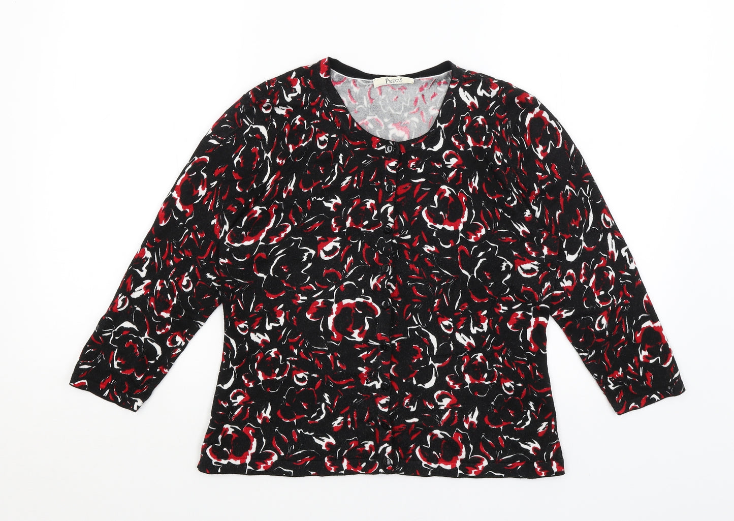 Precis Womens Black Floral  Cardigan Jumper Size M