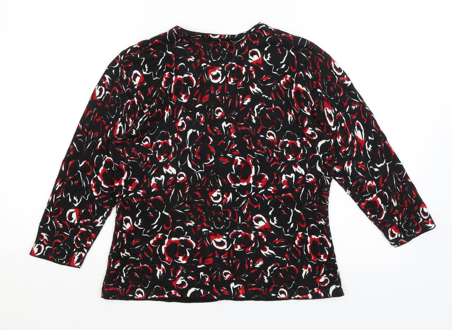 Precis Womens Black Floral  Cardigan Jumper Size M