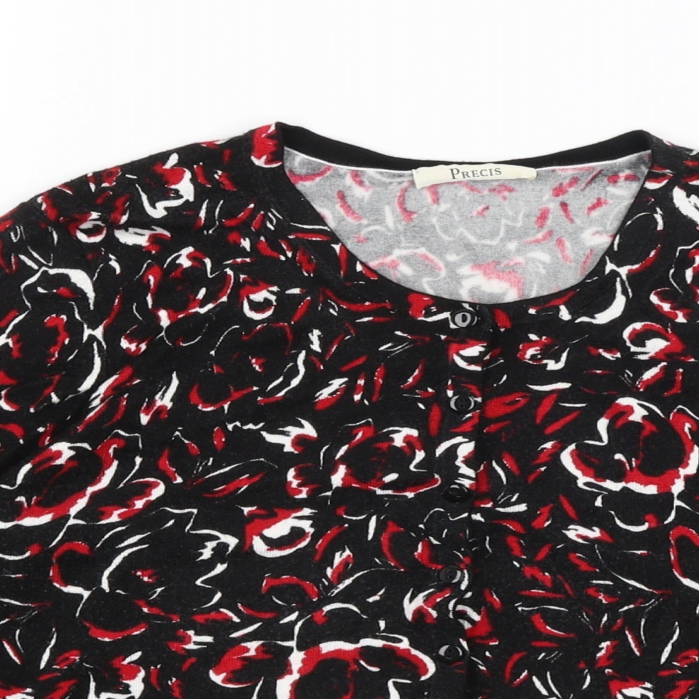 Precis Womens Black Floral  Cardigan Jumper Size M