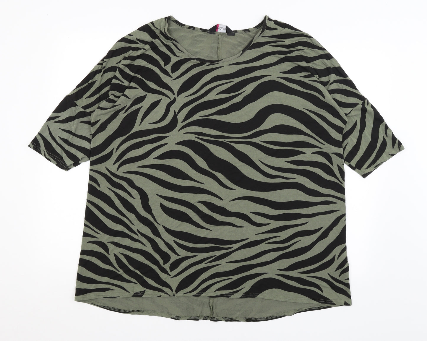 Yours Womens Green Animal Print  Basic T-Shirt Size 16