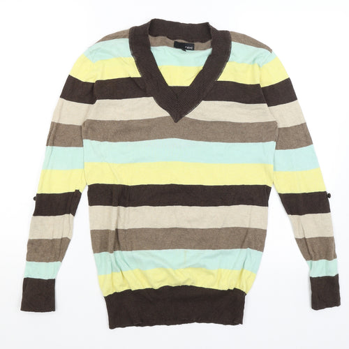 NEXT Womens Brown Striped  Pullover Jumper Size 8