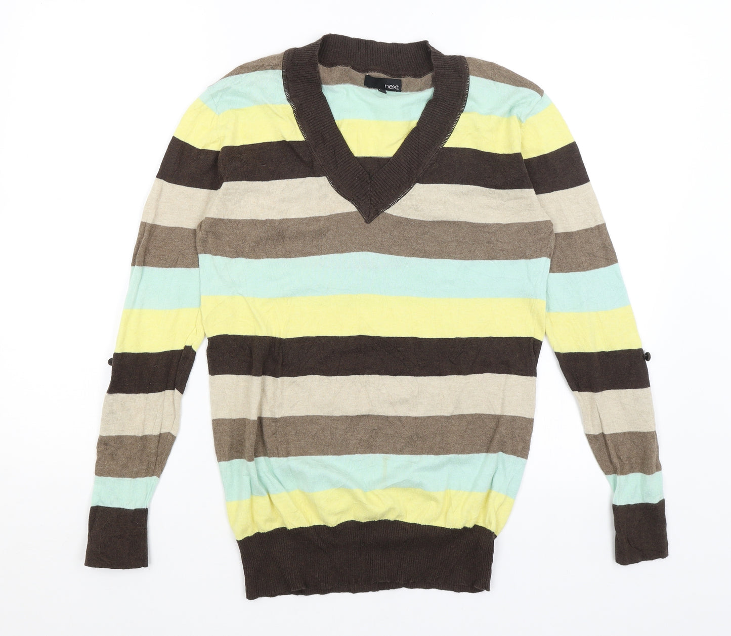 NEXT Womens Brown Striped  Pullover Jumper Size 8
