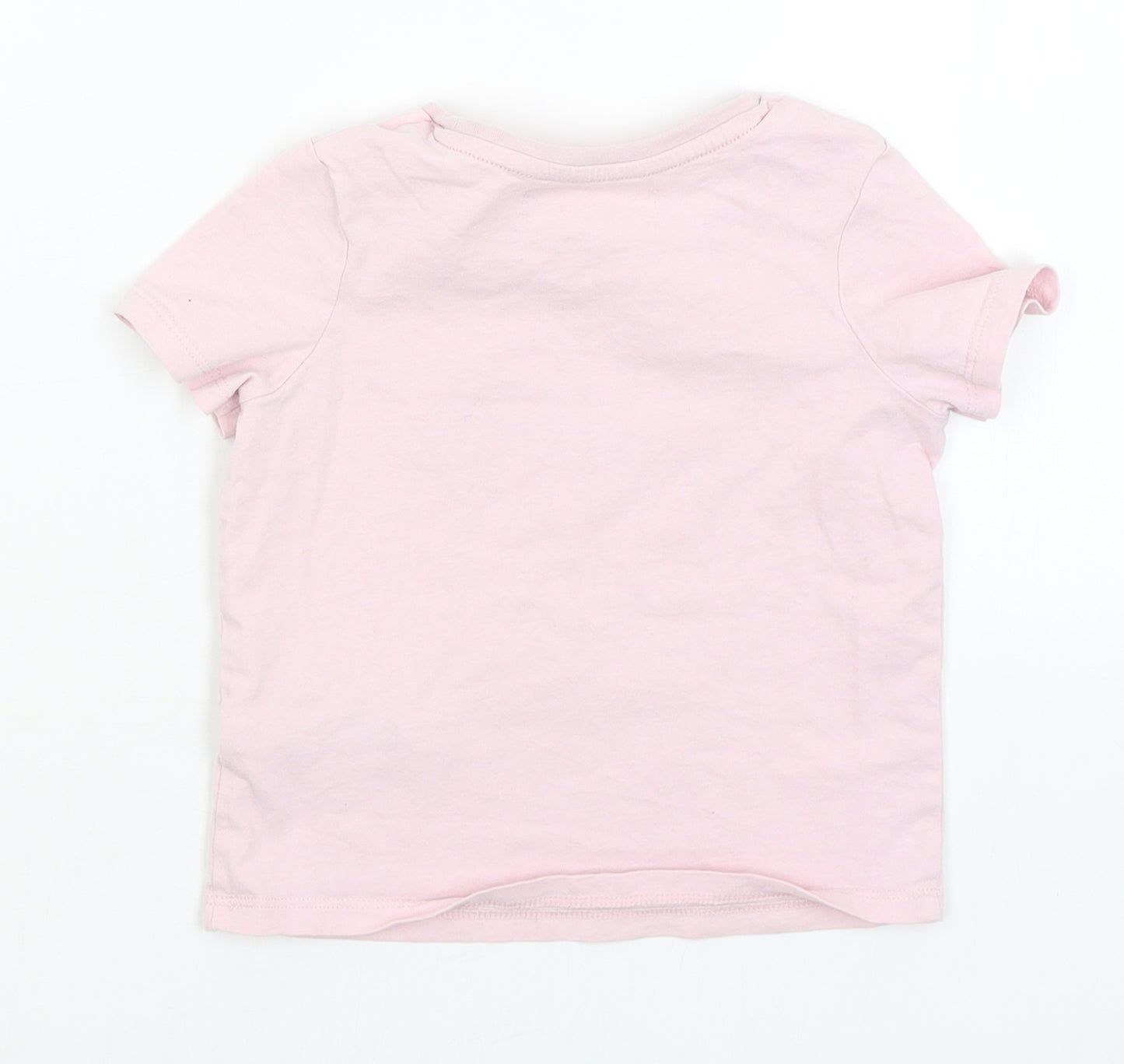 M&S Girls Pink   Basic T-Shirt Size 3-4 Years  - Unicorns Will Save The World
