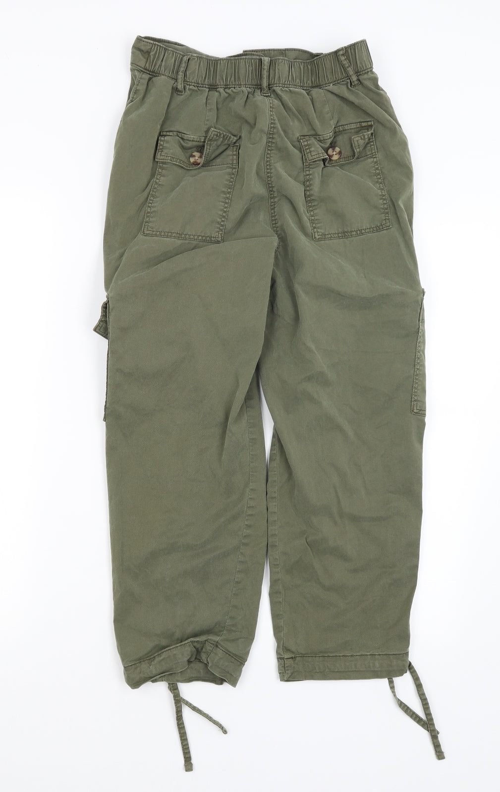M&S Womens Green   Cropped Trousers Size 8 L22 in