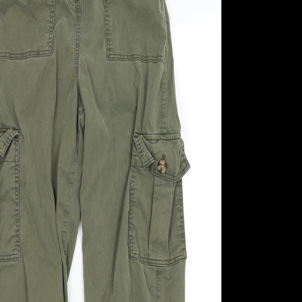 M&S Womens Green   Cropped Trousers Size 8 L22 in