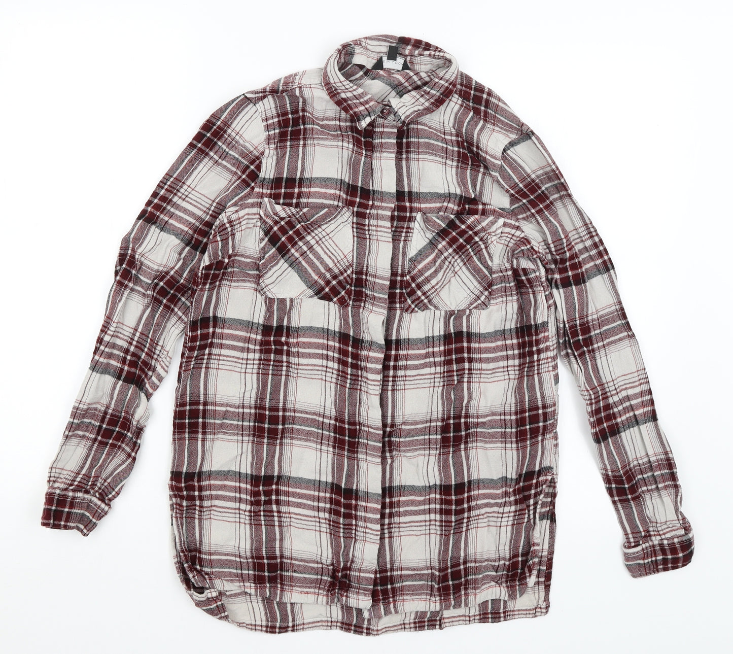 New Look Womens Red Plaid  Basic Button-Up Size 12