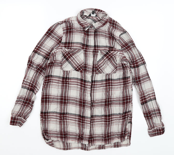 New Look Womens Red Plaid  Basic Button-Up Size 12