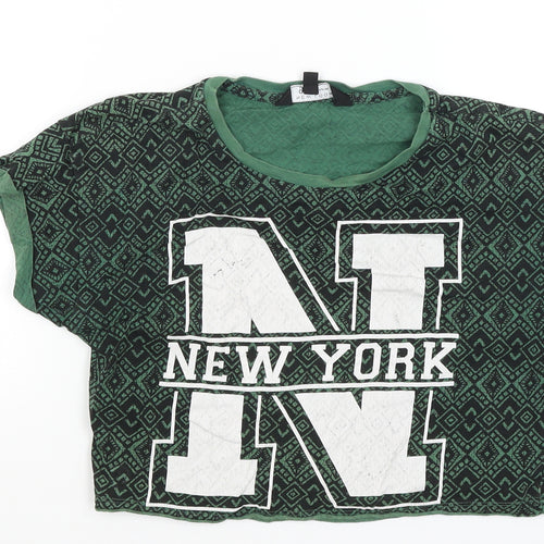 New Look Girls Green Geometric  Cropped T-Shirt Size 12-13 Years  - New York