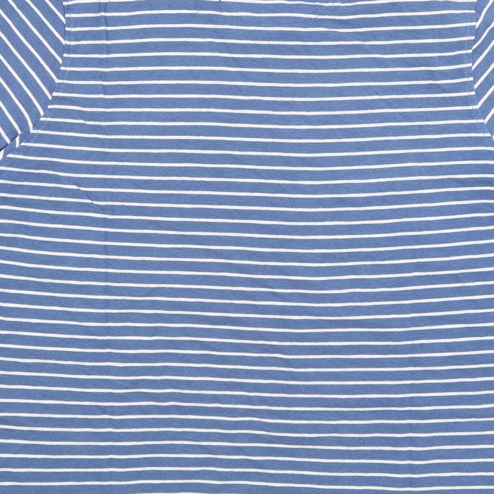 Silver Eight Mens Blue Striped   T-Shirt Size L