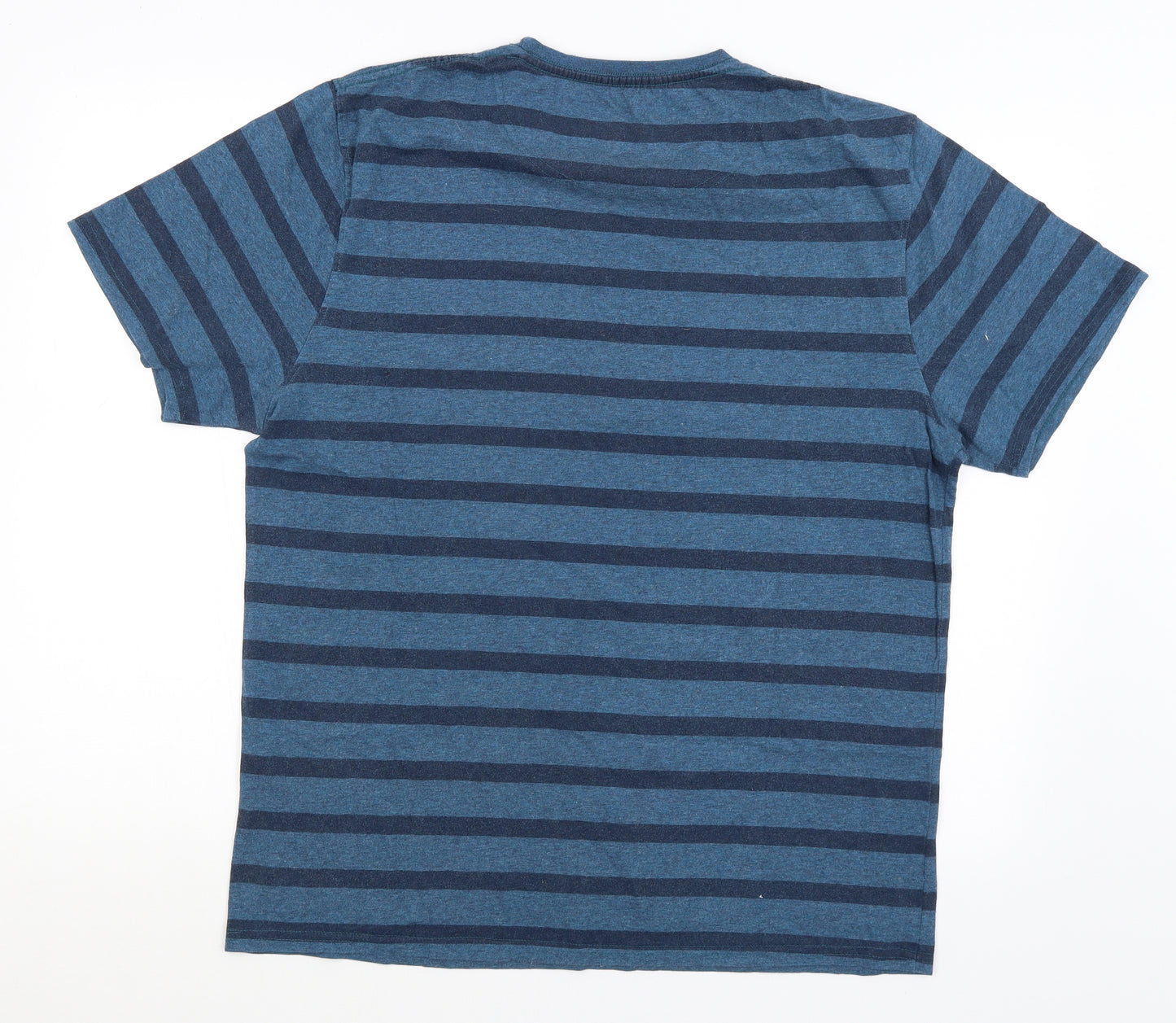 Raging Bull Mens Blue Striped   T-Shirt Size L