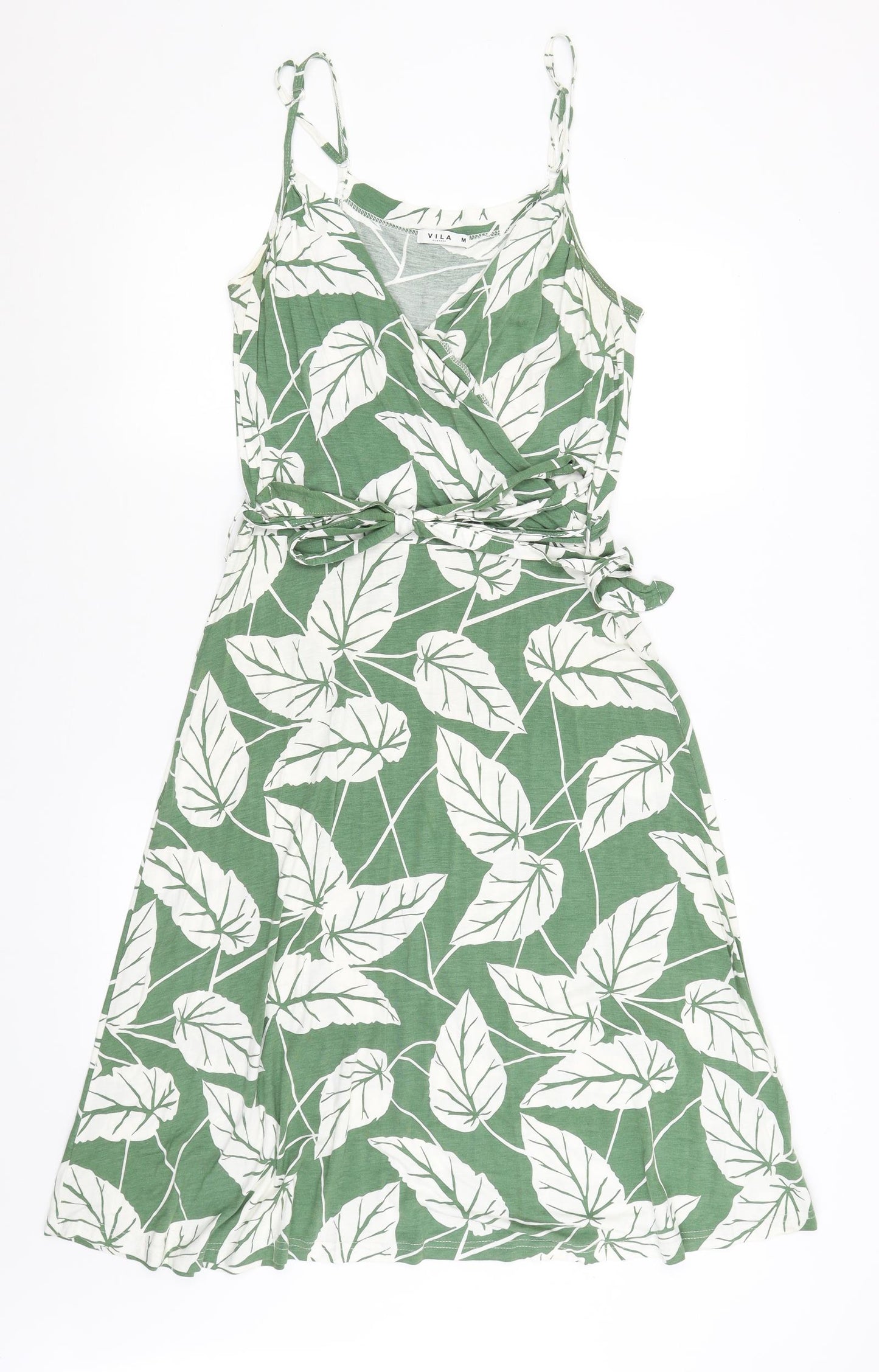 VILA Womens Green Floral  Fit & Flare  Size M