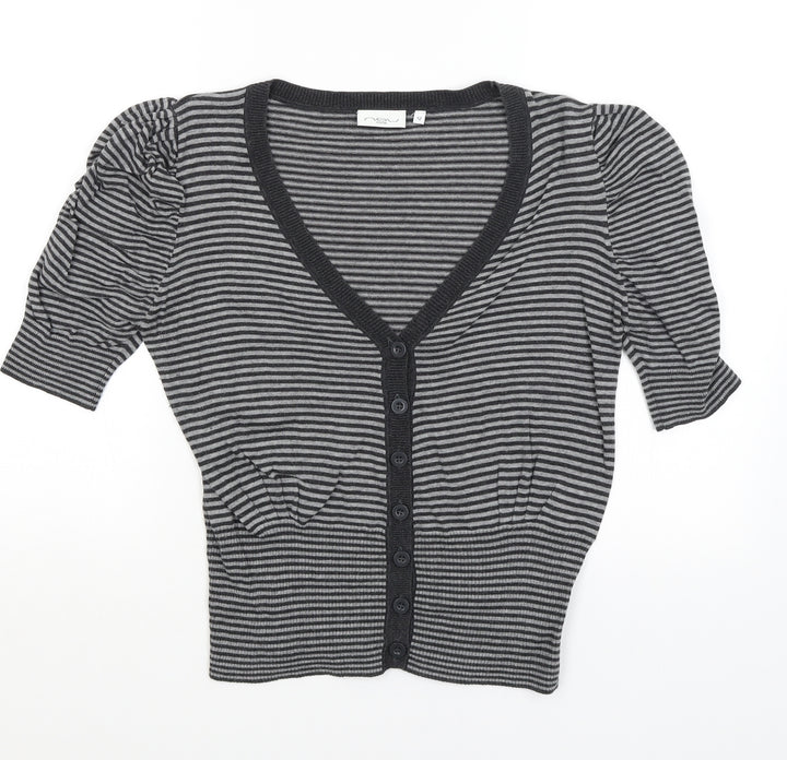 New Look Womens Grey Striped Pullover Jumper Size 12