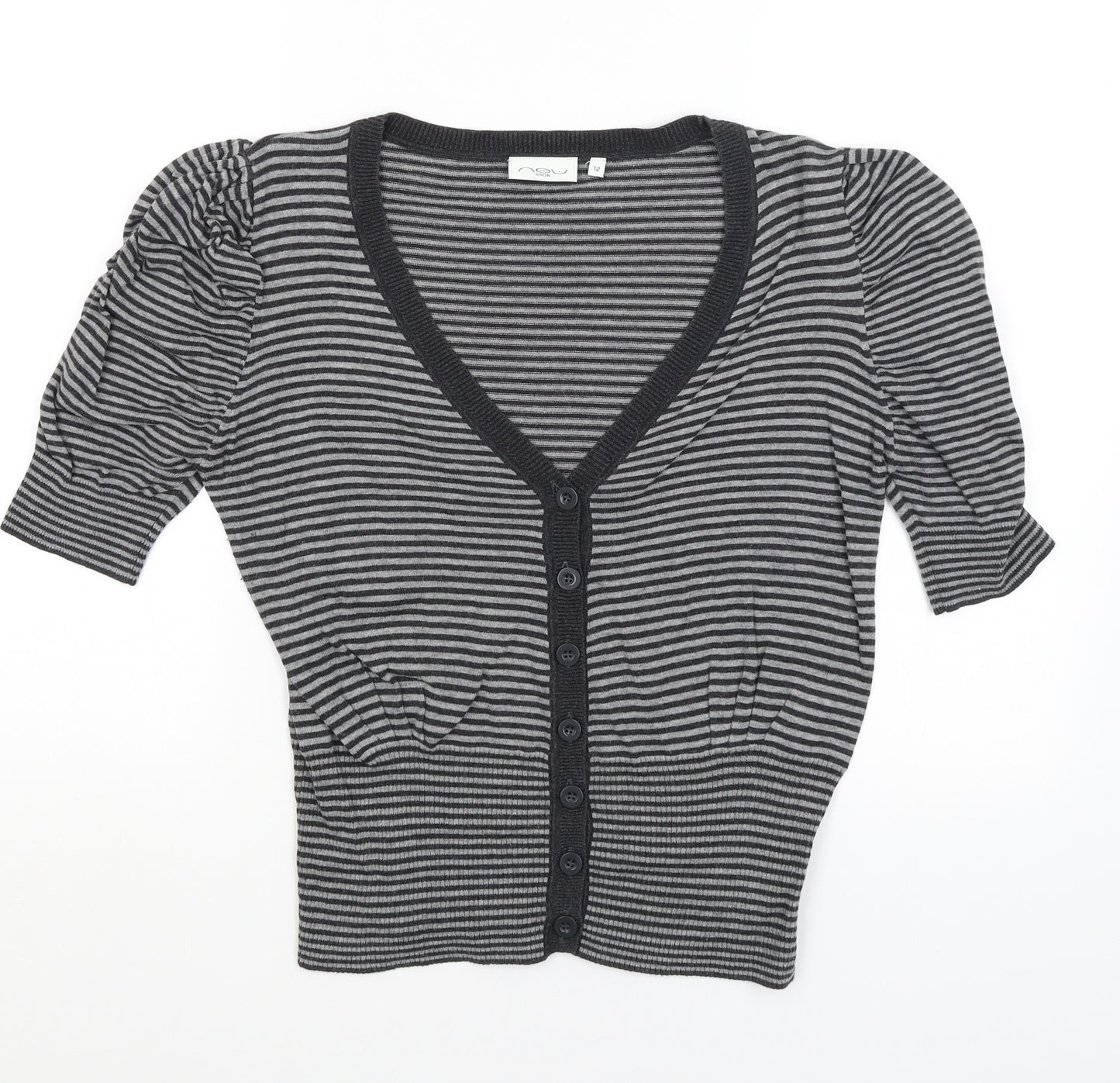 New Look Womens Grey Striped  Pullover Jumper Size 12
