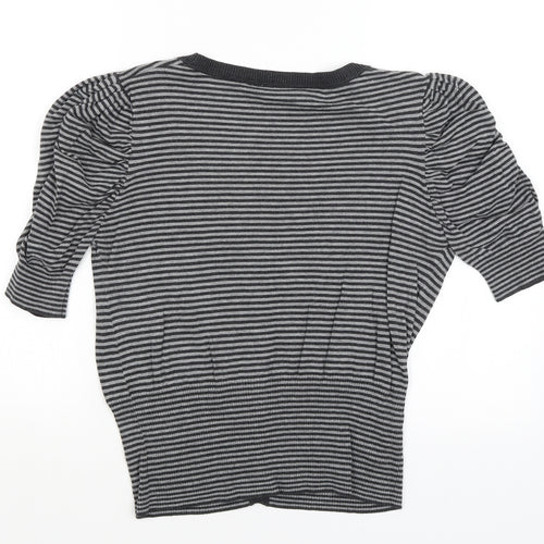 New Look Womens Grey Striped  Pullover Jumper Size 12