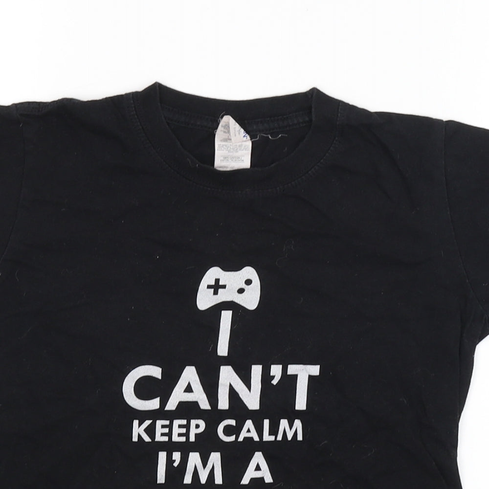 Gildan Boys Black   Basic T-Shirt Size 10-11 Years  - Gamer