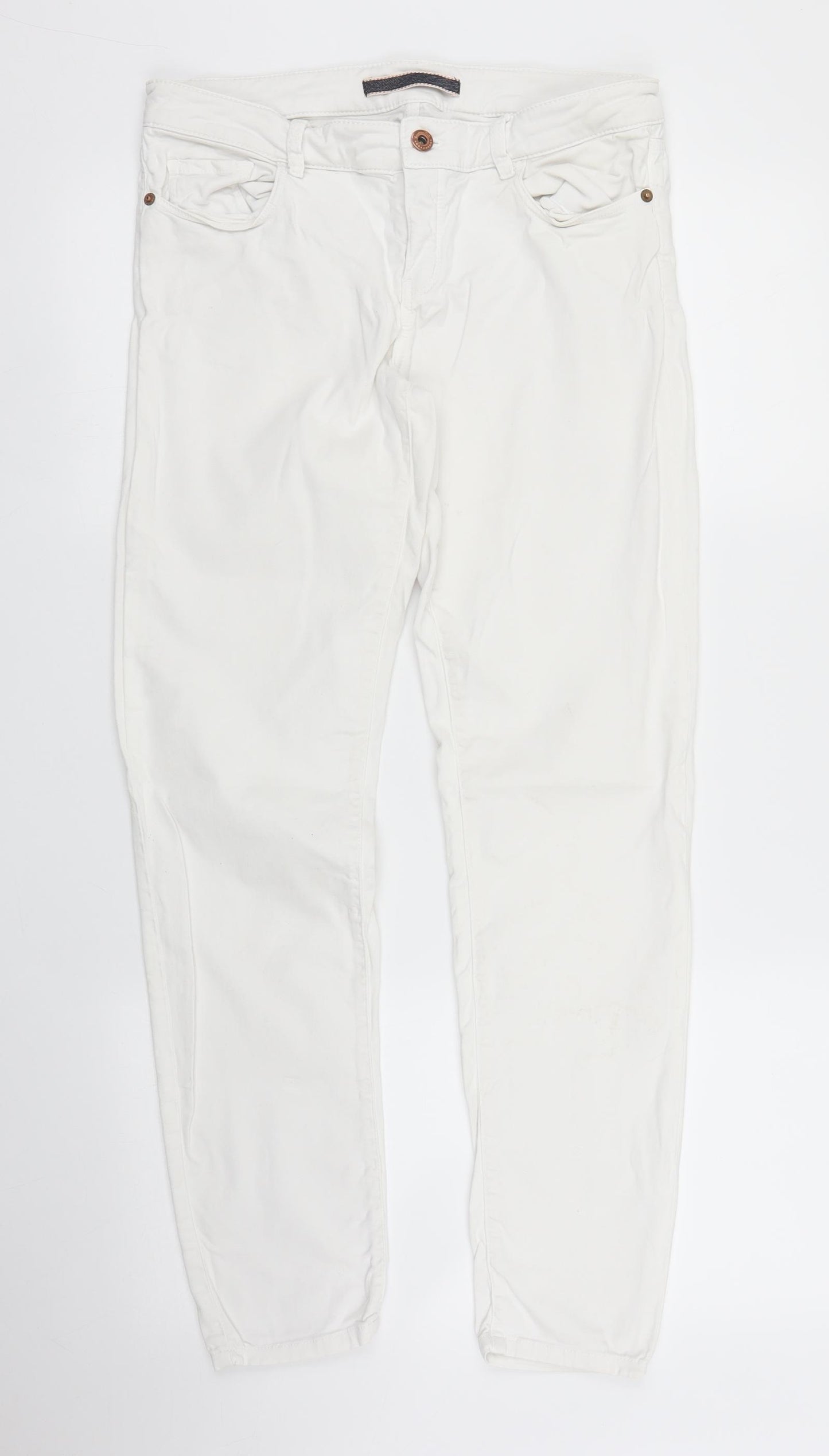 Massimo Dutti Womens White  Denim Skinny Jeans Size 14 L29 in