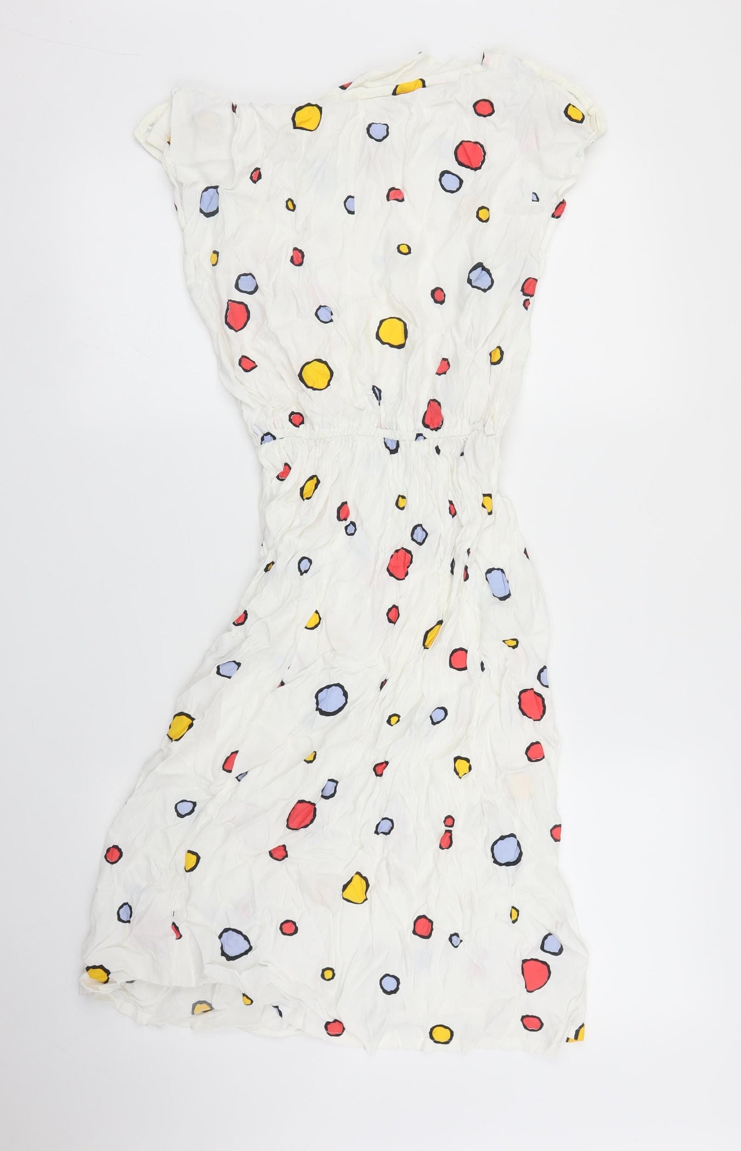 Preworn Womens White Polka Dot  A-Line  Size 12