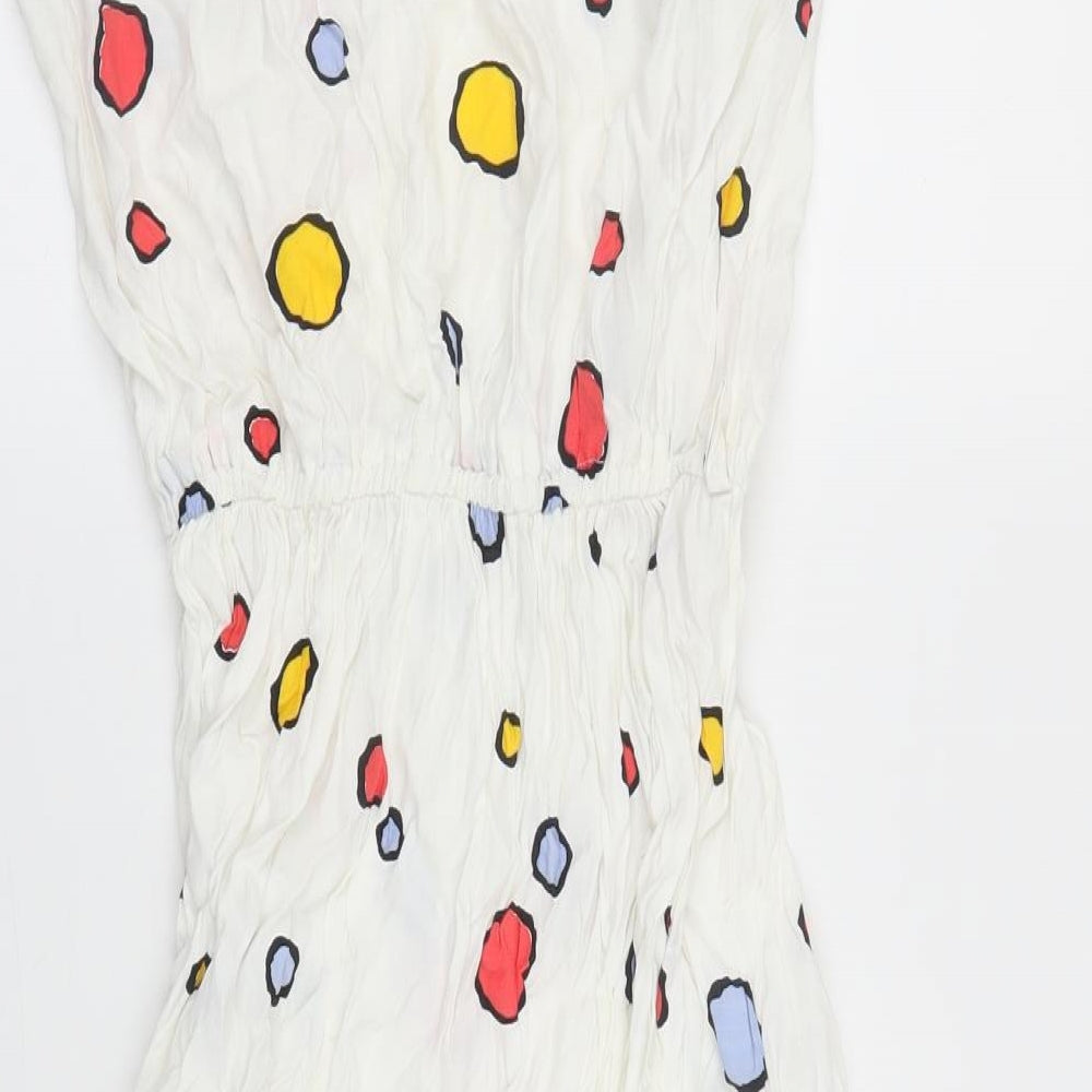 Preworn Womens White Polka Dot  A-Line  Size 12