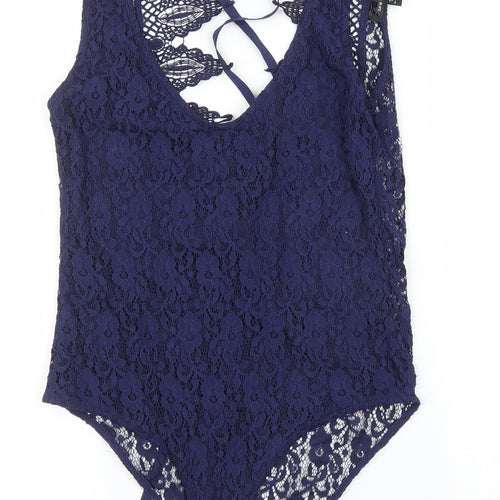 Preworn Womens Blue Floral  Leotard One-Piece Size 10