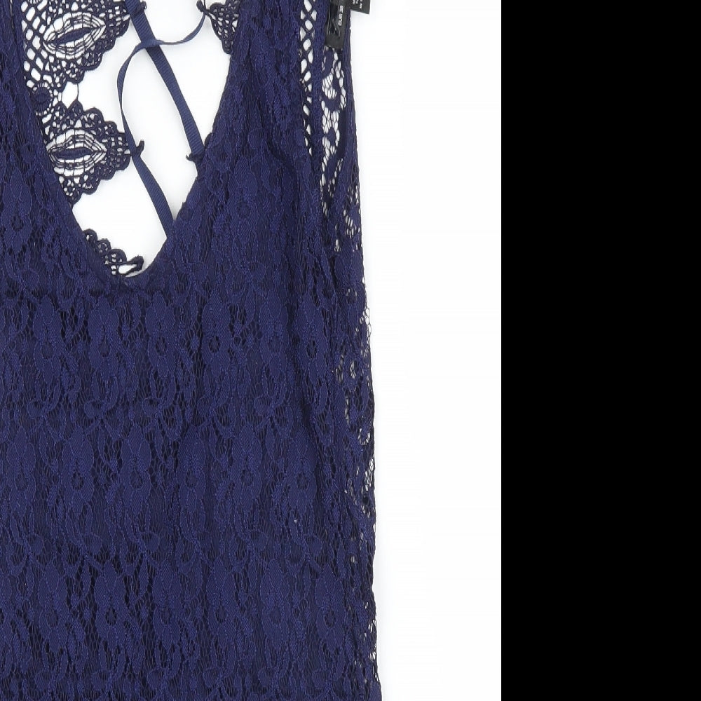 Preworn Womens Blue Floral  Leotard One-Piece Size 10