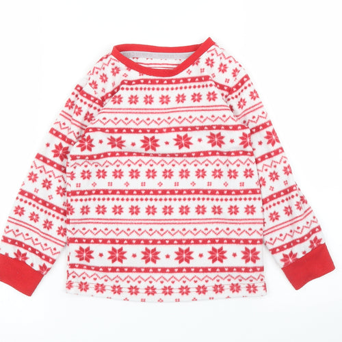 F&F Girls Red Fair Isle  Top Pyjama Top Size 4 Years
