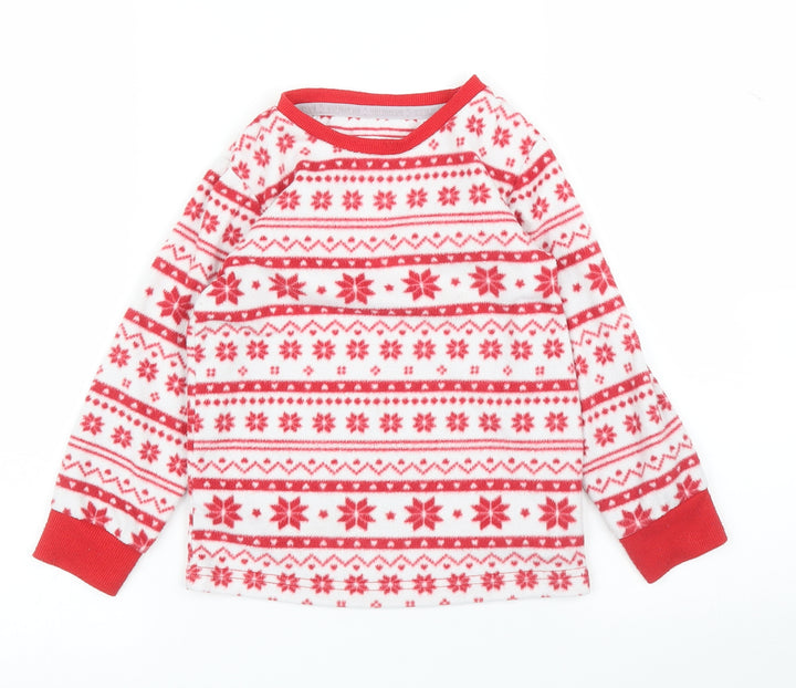 F&F Girls Red Fair Isle Top Pyjama Top Size 4 Years