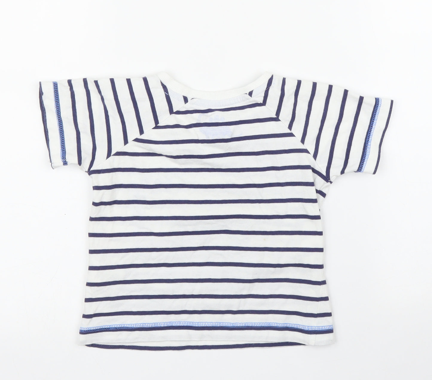 Matalan Boys White Striped  Basic T-Shirt Size 2 Years  - Dinosaur
