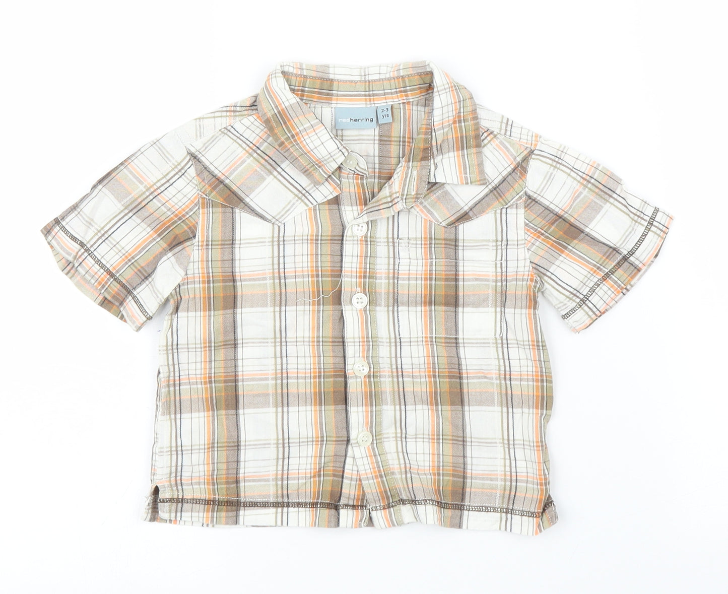 Debenhams Boys Orange Plaid  Basic Button-Up Size 2-3 Years