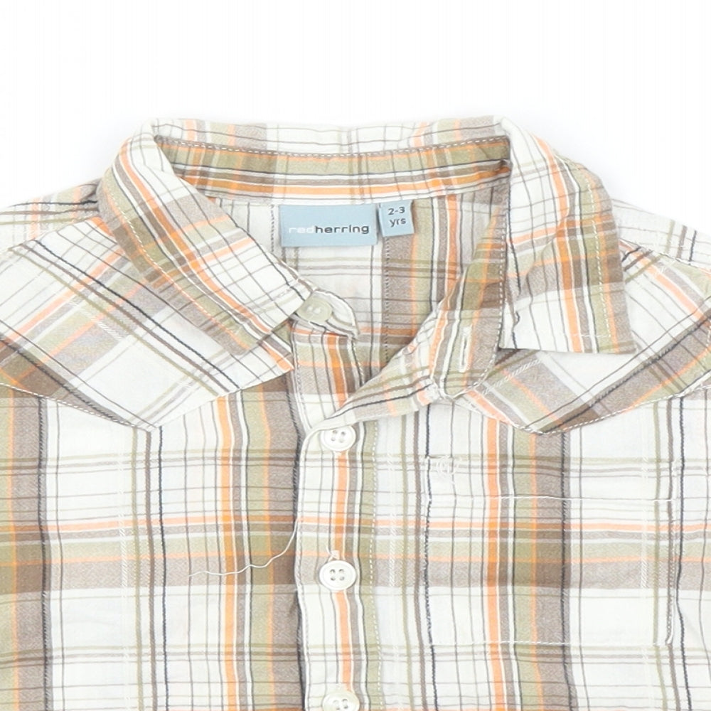 Debenhams Boys Orange Plaid  Basic Button-Up Size 2-3 Years