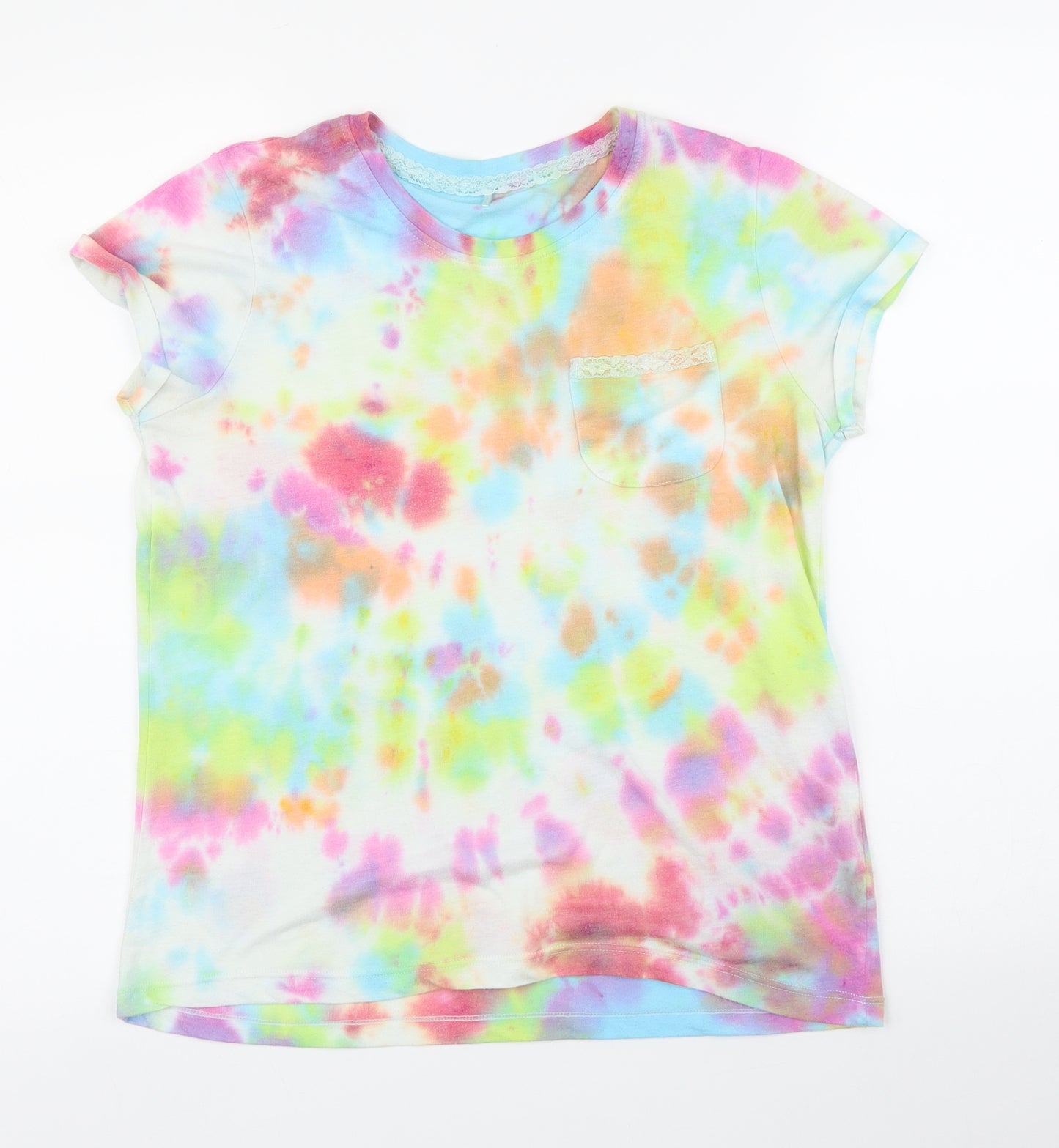 George Girls Pink   Basic T-Shirt Size 12 Years  - Tie-Dye