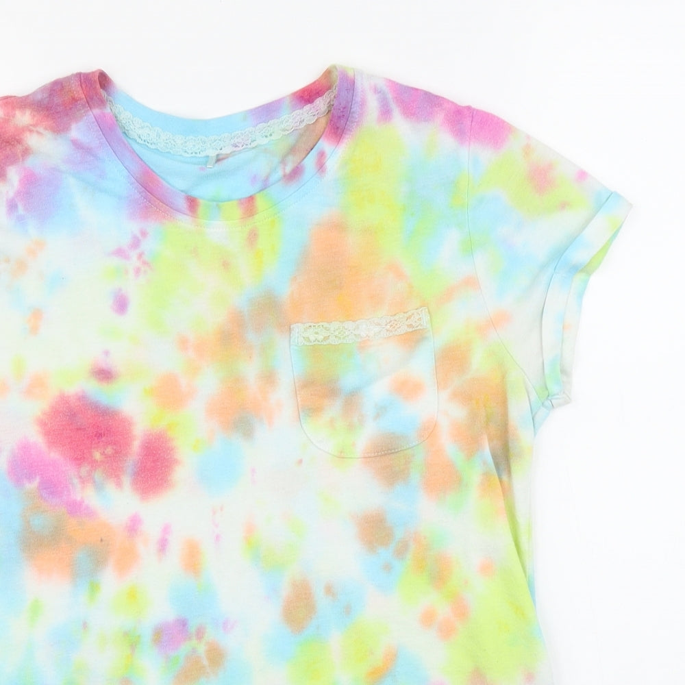 George Girls Pink   Basic T-Shirt Size 12 Years  - Tie-Dye