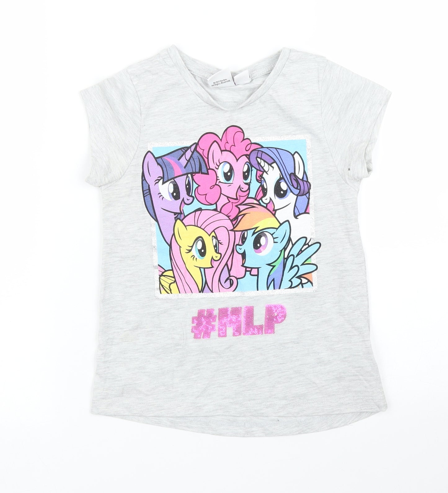 Primark Girls Grey   Basic T-Shirt Size 5 Years  - My Little Pony