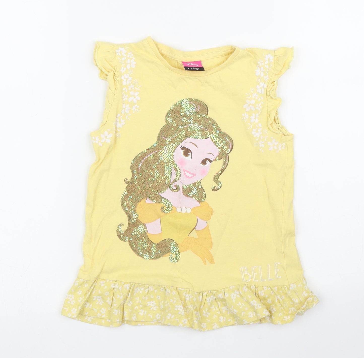 George Girls Yellow   Basic Blouse Size 5 Years  - Disney, Beauty and the Beast