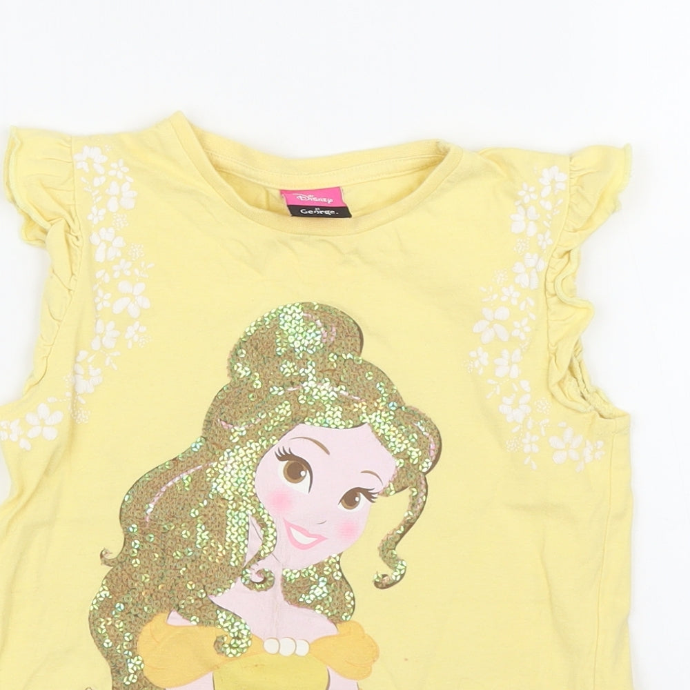 George Girls Yellow   Basic Blouse Size 5 Years  - Disney, Beauty and the Beast