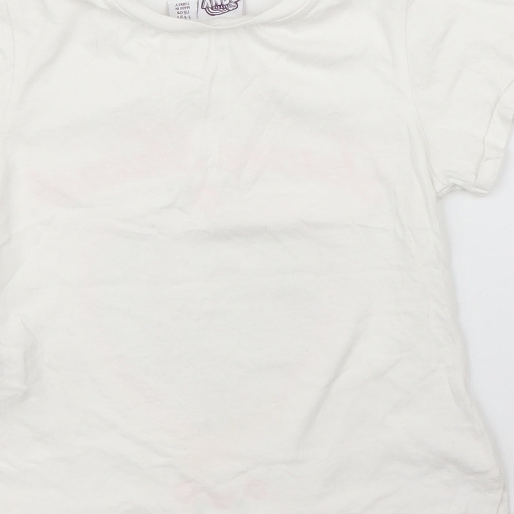 Primark Girls White   Basic T-Shirt Size 5 Years