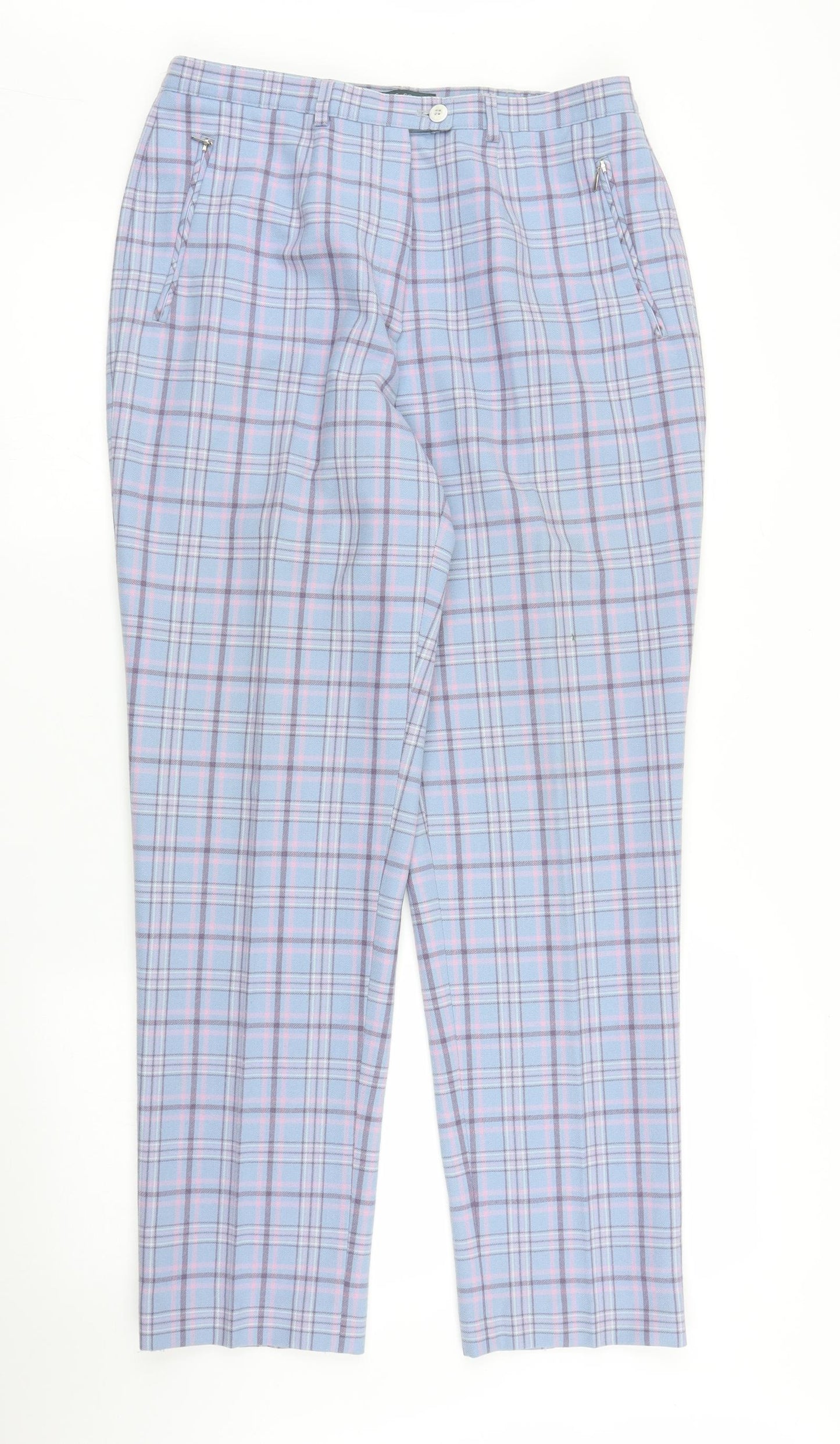 Lyle & Scott Womens Blue Plaid  Capri Trousers Size M L28 in