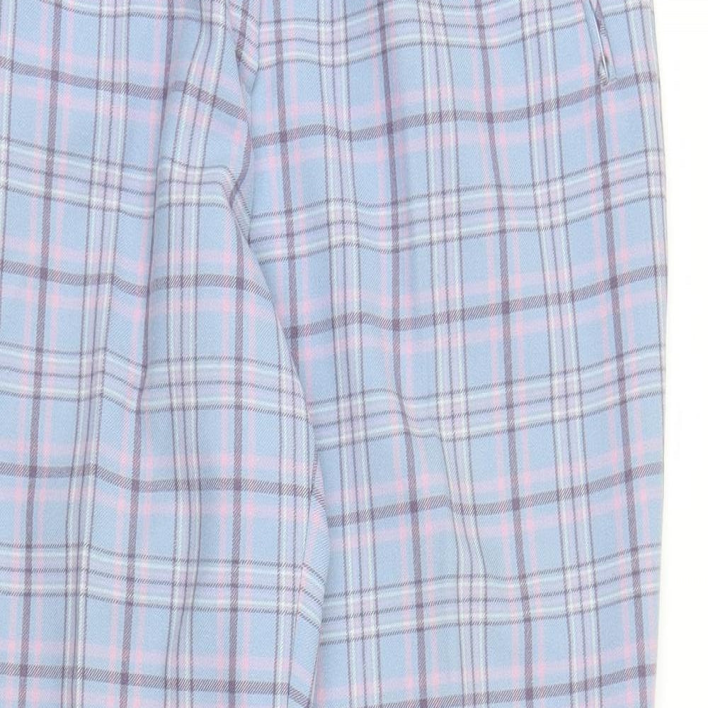 Lyle & Scott Womens Blue Plaid  Capri Trousers Size M L28 in