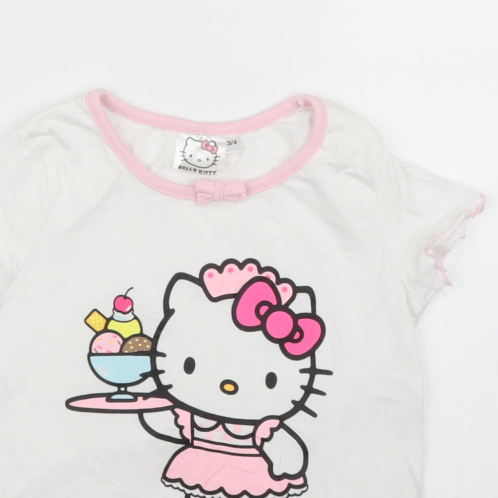 Hello Kitty Girls White   Basic T-Shirt Size 3 Years