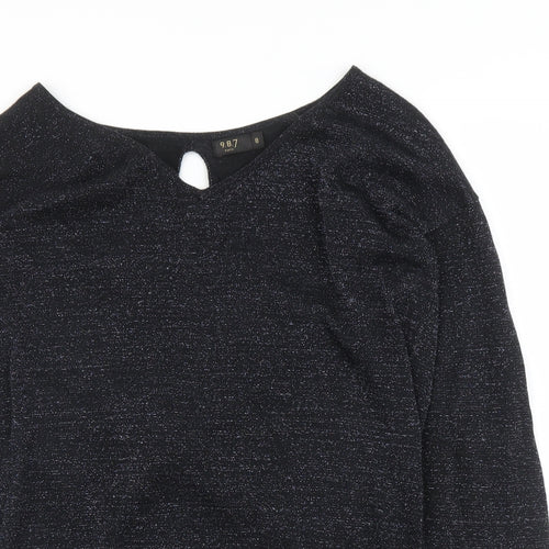 987 Womens Blue   Pullover Jumper Size 8  - Slit down back