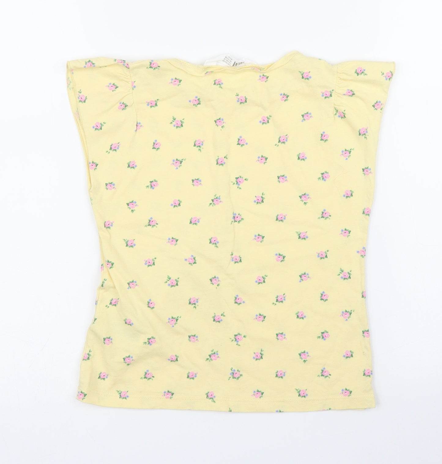 H&M Girls Yellow Floral  Basic T-Shirt Size 7 Years