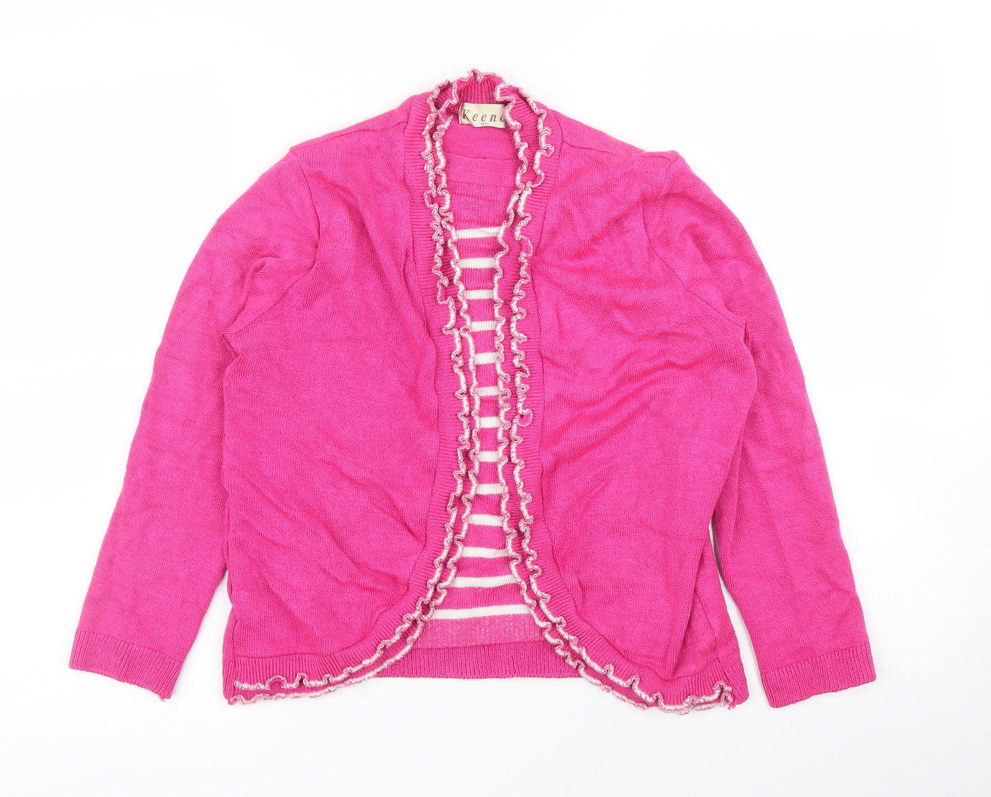 Keeno Womens Pink Striped  Pullover Jumper Size M