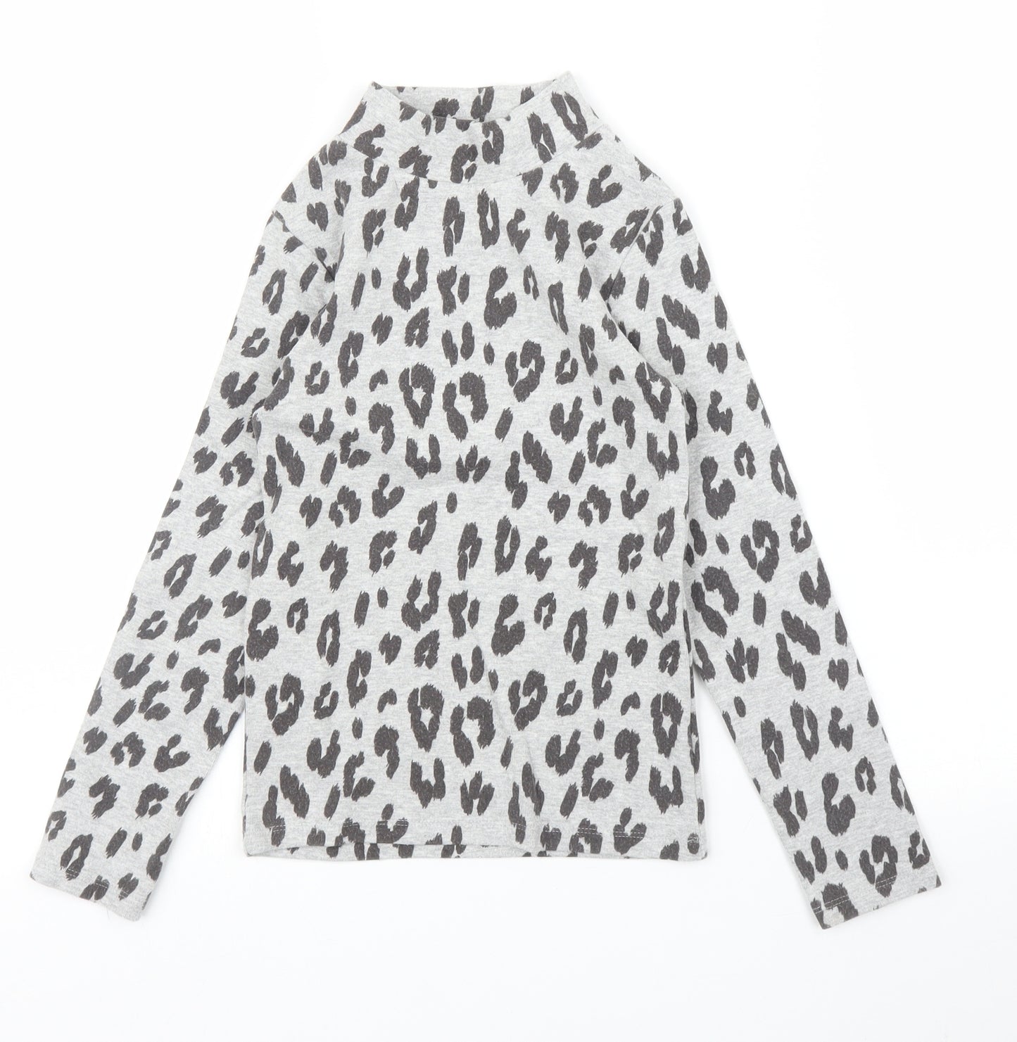 NEXT Girls Grey Animal Print  Basic T-Shirt Size 7 Years  - Leopard print