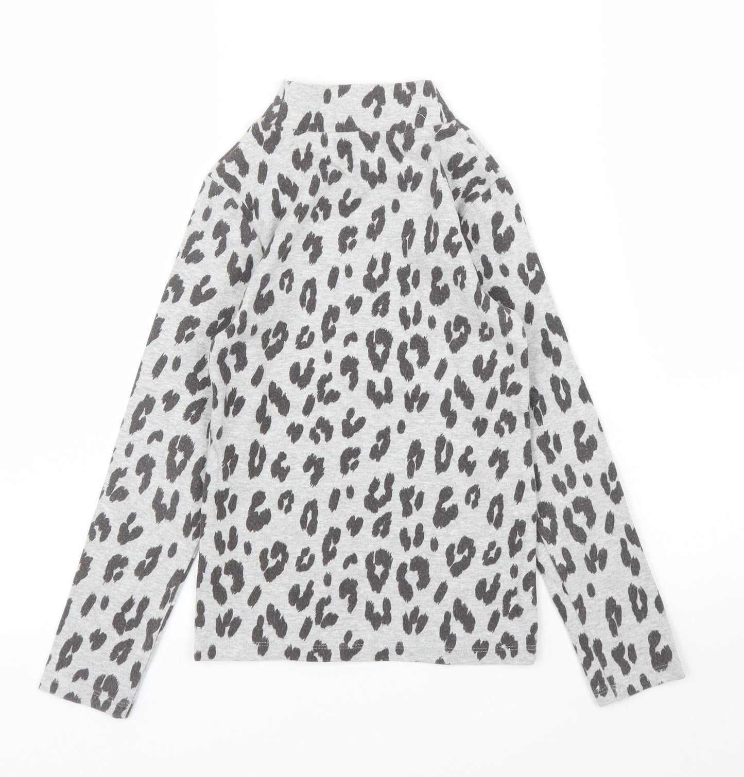 NEXT Girls Grey Animal Print  Basic T-Shirt Size 7 Years  - Leopard print